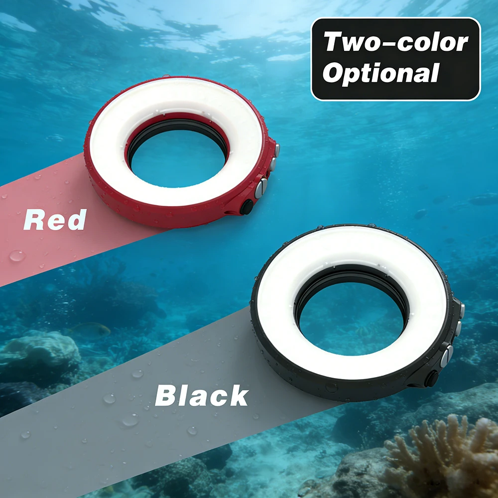 1000 lumens circular flash with UV red blue white light and fiber optic flashing function, 100 meter macro photography light