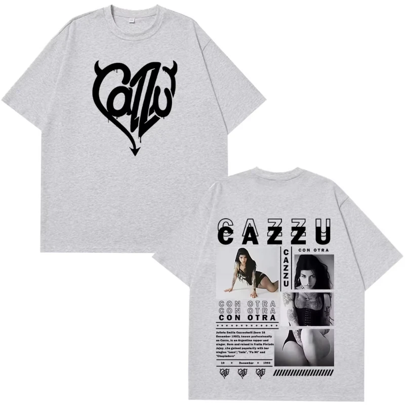 Singer Cazzu Con Otra New Album Vintage Tshirt Men Women Loose Casual T-shirt Cotton Aesthetic High Quality Oversized T-shirtss