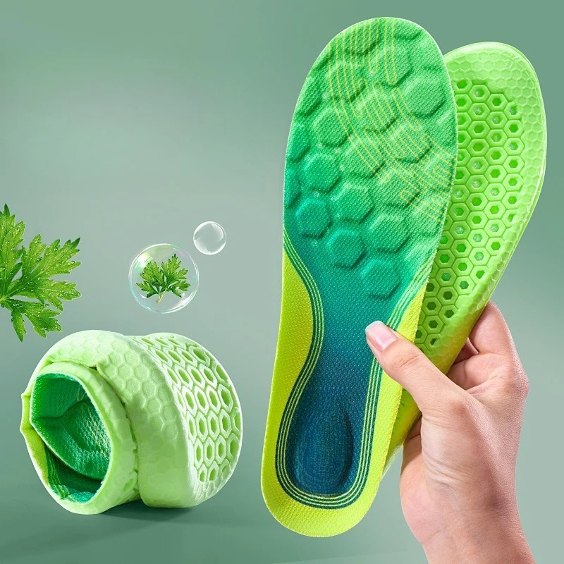 Wholesale Mugwort Sports Shoe Insoles, Soft Cloud Cushion Arch‑Supporting Breathable Sweat‑Absorbing Inserts for Men & Women