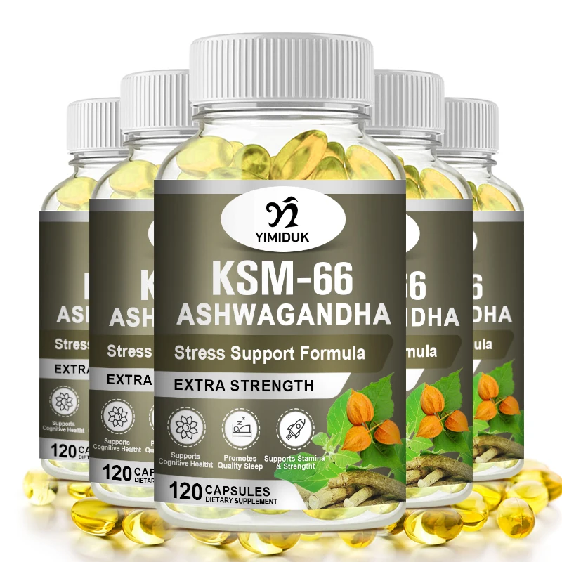 KSM-66 Ashwagandha Capsules Stress Relief Support Enerhiya at Mood Support Immune System Levels Nagpapabuti sa Adrenal Function