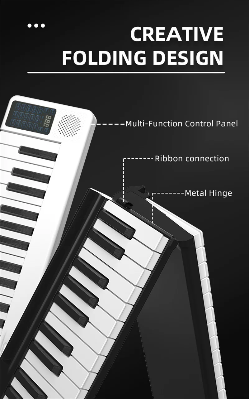 Portable 88 Keys Foldable Piano Digital Piano Multifunctional Electronic Keyboard Piano for Piano Student Musical Instrument