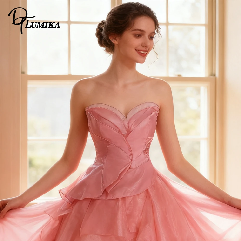 DTLumika Womens Cos Maxi Gown Strapless Pink A Line Party Prom Dresses Princess Birthday Party Dresses with Actual Pictures