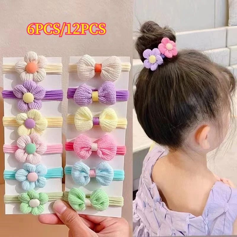 

Children Hair Bands 12PCS 6PCS Elastic Flowers Style Hair Accessories For Girl Hair Ring Party Headwear