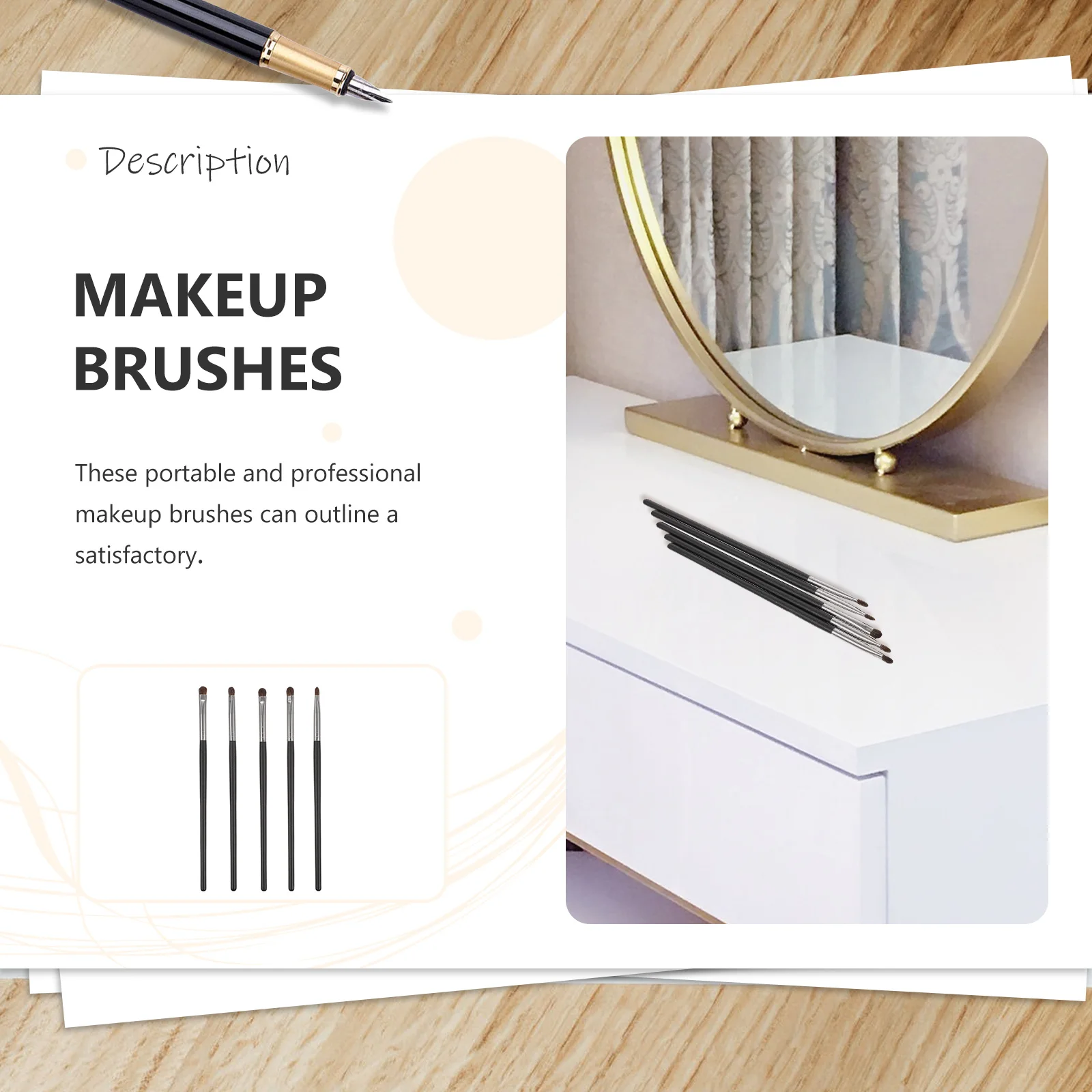 5 قطع من أدوات مكياج الفرشاة، فرشاة مكياج ناعمة، مقبض خشبي، فرش ذات استخدام مزدوج، ملحقات تجميل عملية