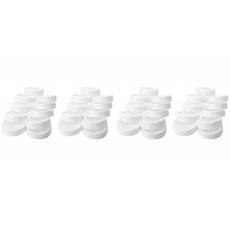 Time Saving 40Pcs Plastic Storage Caps Lids Ribbed For 70Mm/86Mm Standard Regular Mouth Mason Jar Bottle