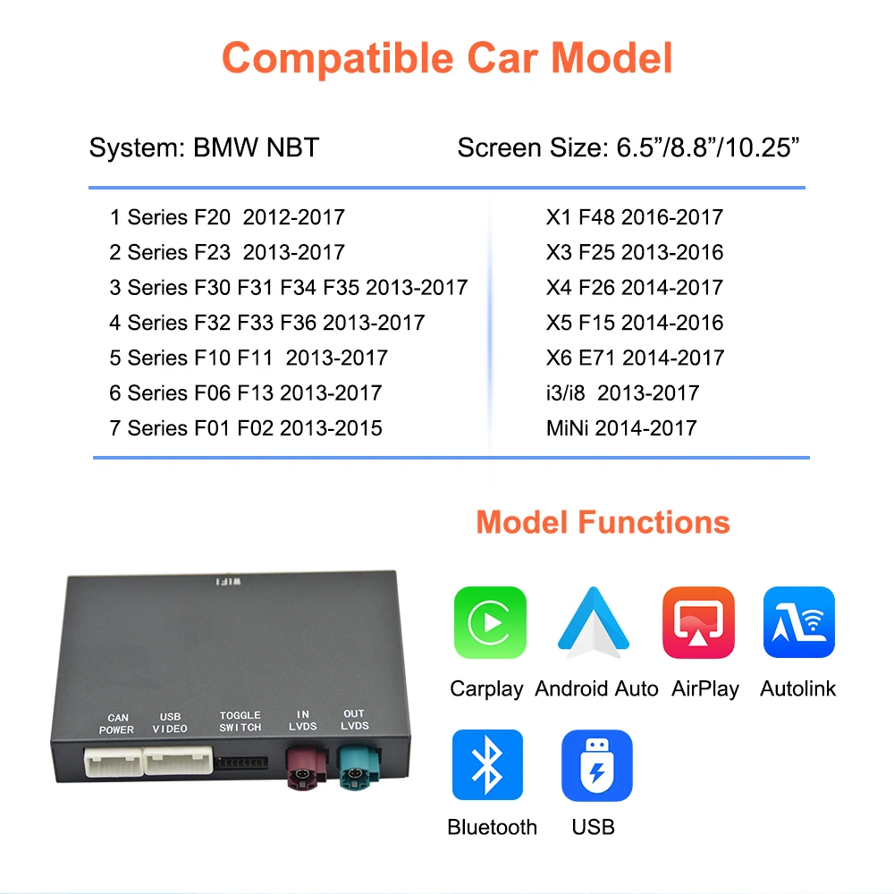 Bonroad-مشغل أندرويد لاسلكي لبي دبليو ، نظام NBT ، سلسلة 1 2 3 4 5 ، X1 X3 X4 X5 F20 F21 F30 F31 F34 F10 F48 F25 F26 F15 F60 F10 #2