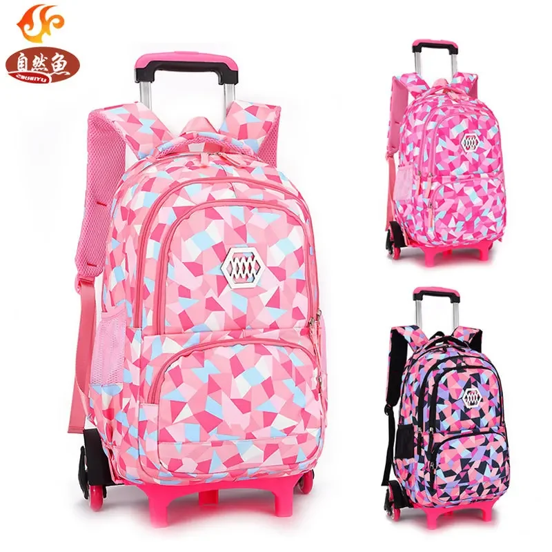 

New Waterproof School Bag Student High Capacity Rolling Backpacks Kids Trolley Wheeled Bag Children Backpack Wheels Bags Mochila