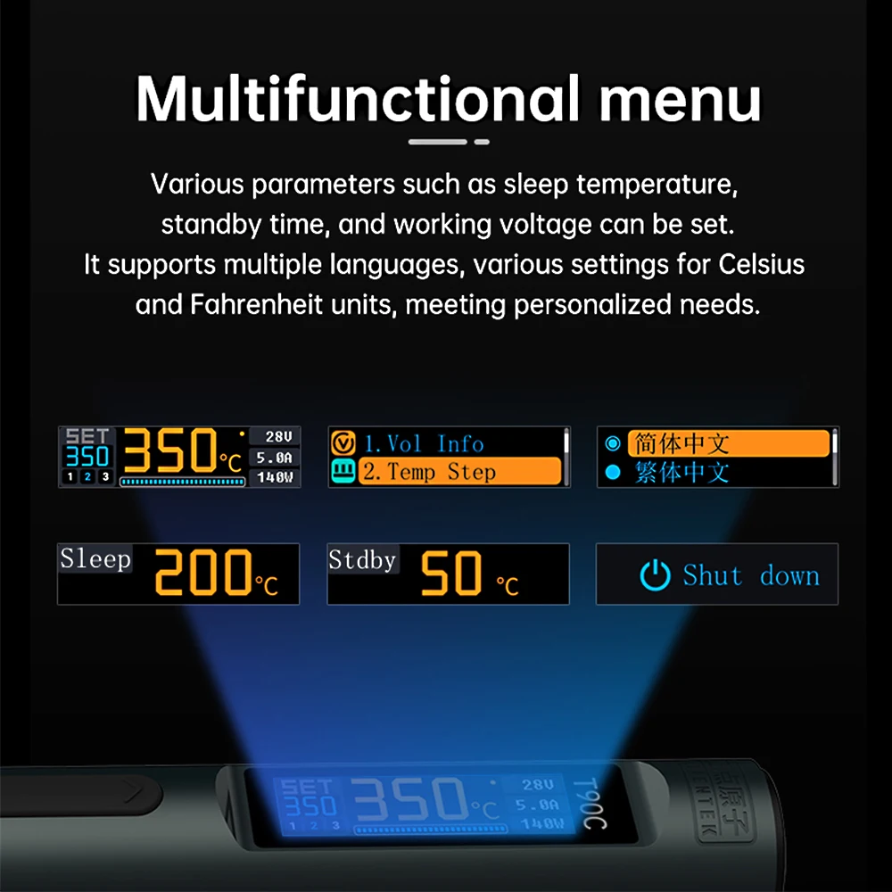 ALIENTEK T90 مكواة لحام PD3.1 140 وات درجة حرارة قابلة للتعديل 80-450 ℃   طقم لحام دقيق أداة لحام T245 T210