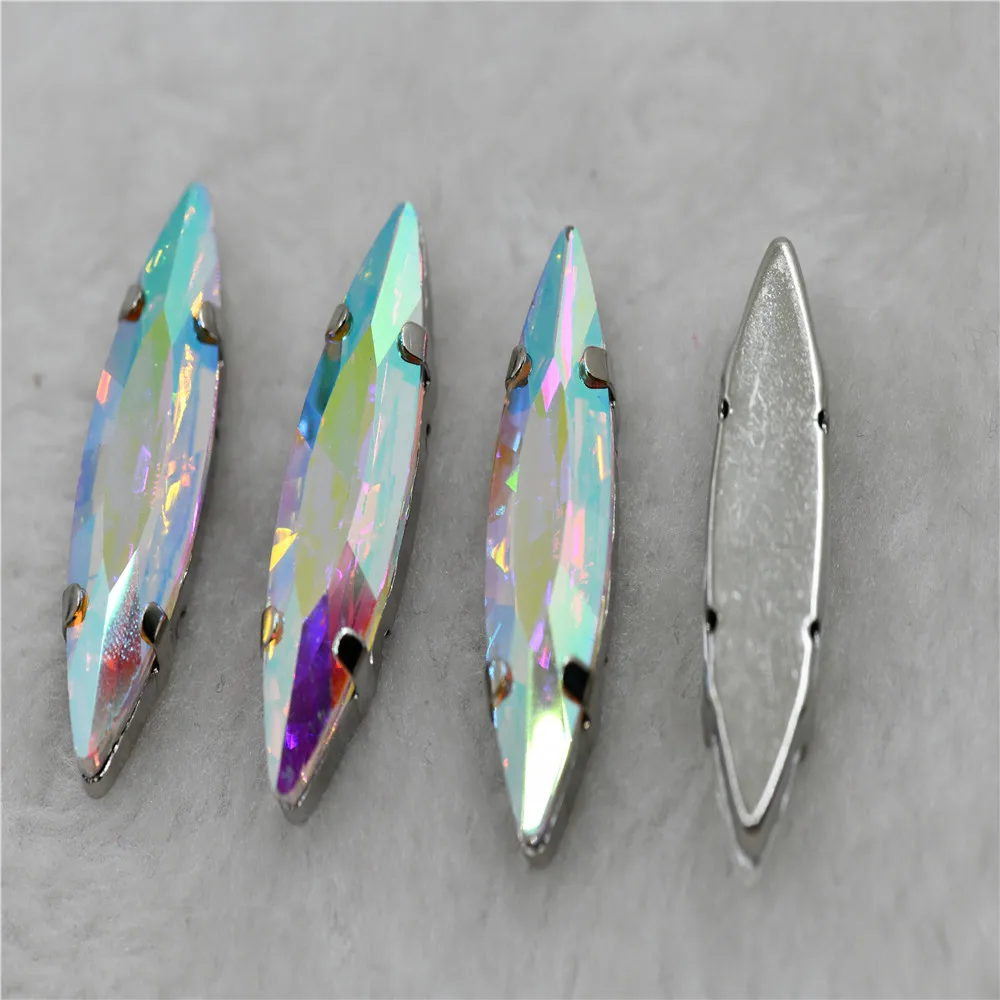 10x35mm 4x15mm Navette stenen Kerst stijl witte k klauw instelling voor sieraden of jurk tassen opnaaien - afbeelding 1