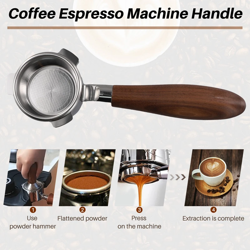 ABRE-Bottomless Portafilter 54Mm With Hollow-Carved For Breville Barista Series/Bambino Plus/Infuser Walnut Handle