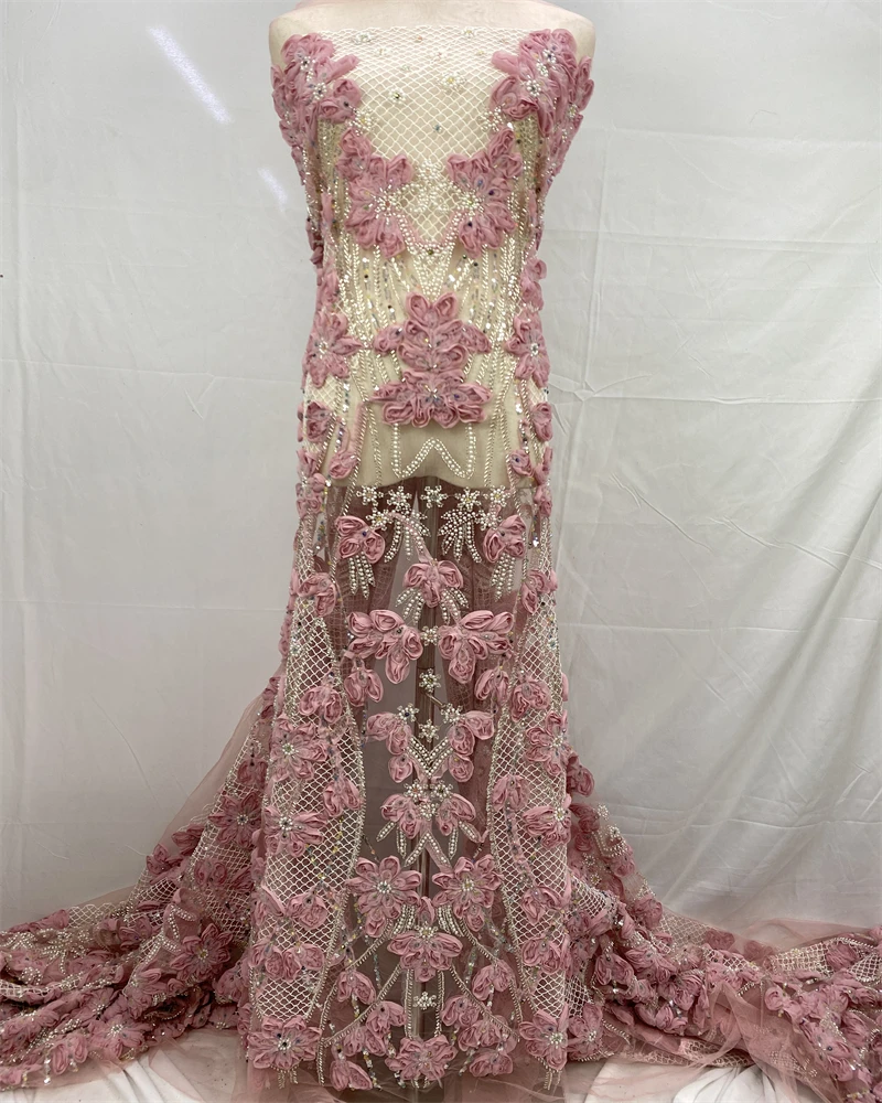 

Новейшая роскошная элегантная вышивка, тяжелая кружевная ткань для жениха, африканская тюль, кружевная ткань для свадебной вечеринки, длинное платье