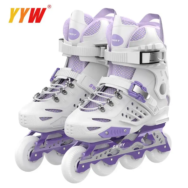 

Professional Slide Inline Skates Shoes 4 Wheels Land Breathable Roller Skates Purple Gray Sneakers Rollers Skating Patines