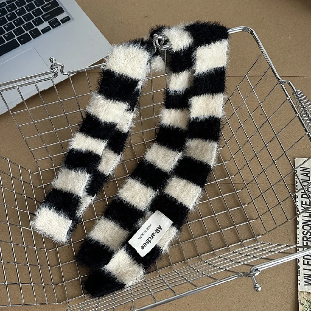 Clothing Accessories Y2 Striped Scarf Knitted Wool Soft Sausage Thin Scarf Warm Plush Long Narrow Scarves Women Men