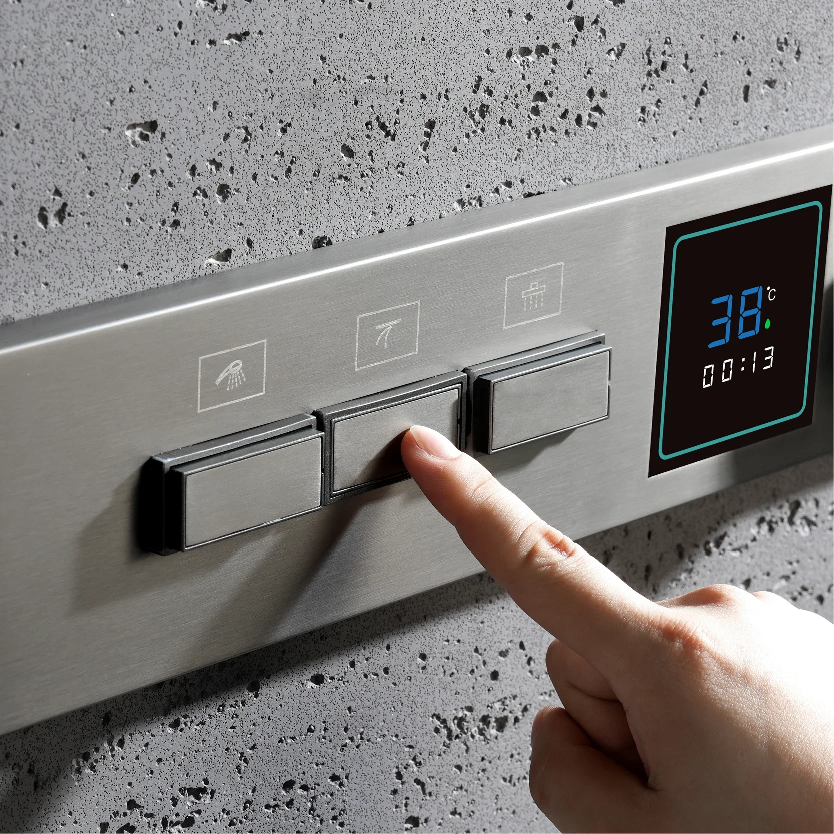 Luxury Bathroom Gunmetal Brass LED Temp Display Shower Sysetem Ceiling- Embedded 2 function Rainfall/waterfall Bath Fixtures