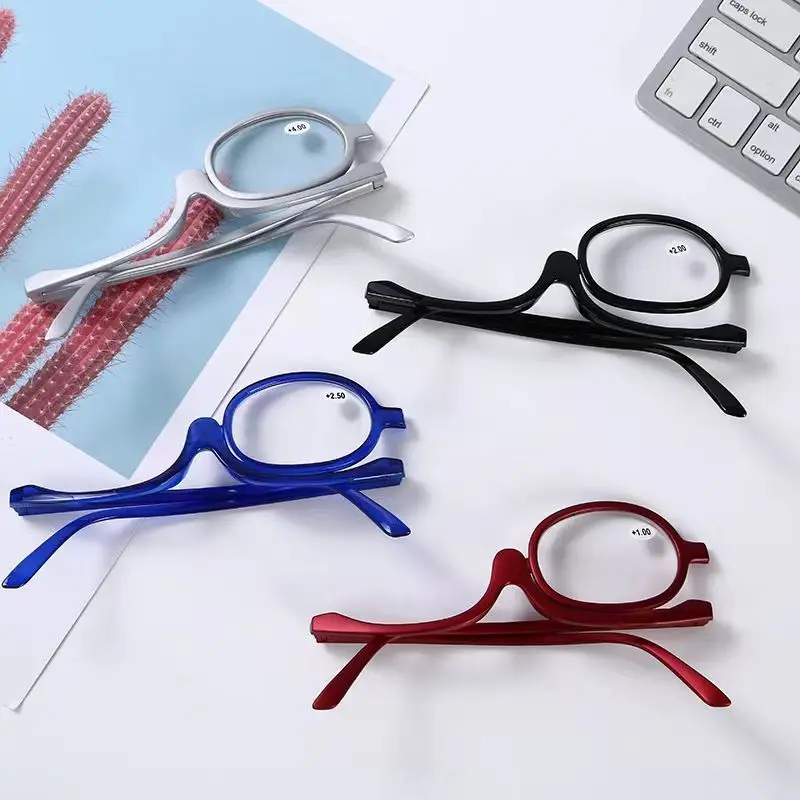 Women Glasses Rotating Makeup Reading Eyewear Anti Blue Light Make-up presbyopic Eyeglasses Diopter +1.0 +1.5 +2.0 To +4.0