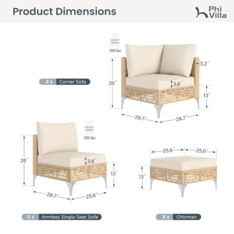 Wicker Patio Furniture Set with Sliver Finish Feet