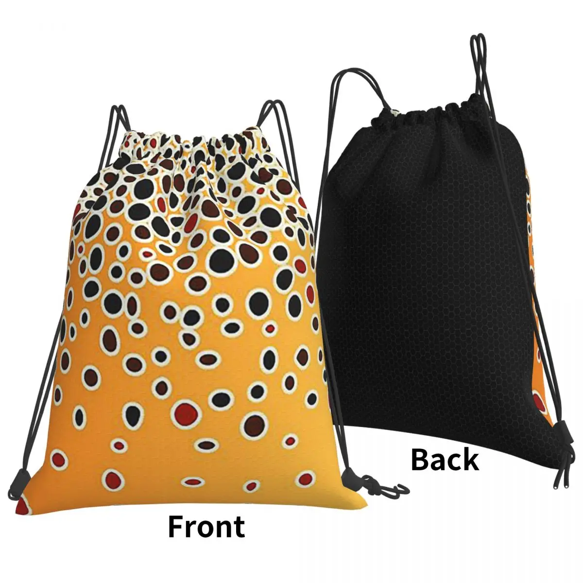 Brown Trout Skin Backpacks Fashion Drawstring Bags Sports Bag Book Bags for Man Woman Students