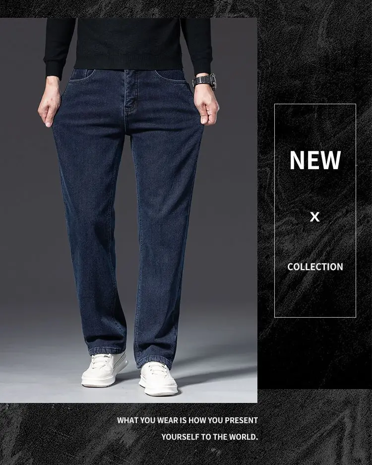 2026 Herren Fleece-gefütterte Verdickte Jeans Winter Warme Stretch Slim Fit Hosen Bequeme Weiche Hosen für Tägliche Arbeitskleidung – Detail 6