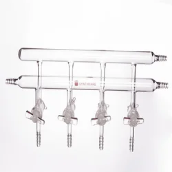 SYNTHWARE Vacuum gas distributor with double row pipes, Solid plug, MANIFOLD, HIGH VACUUM SOLID GLASS STOPCOCKS, M28