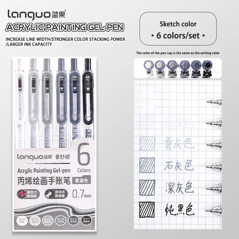 6/36/54/72/90 Kleur Acryl Schilderen Gel Pennen Set Intrekbare 0.7mm Tip Handboek Pen Voor Student Art schilderen Graffiti Schrijven