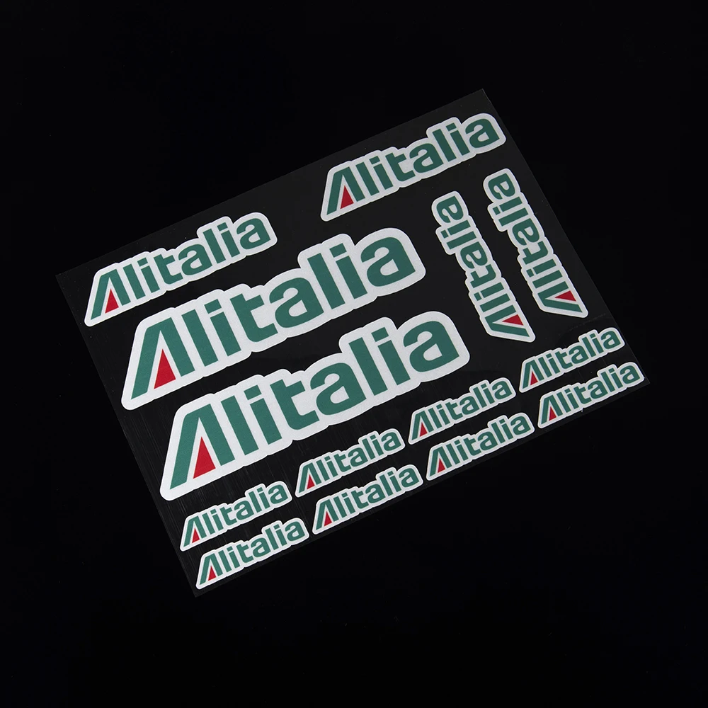 Conjunto de adesivos para motocicleta alitalia, 14 peças, qualidade, capacete de bicicleta, decalque de carro, logotipo gráfico de vinil, kit adesivo