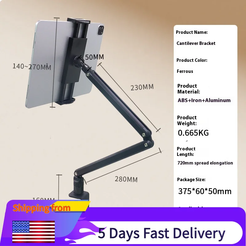 

PortableTablet Holder Support Desktop Universal Long Arm Monitor Holder Phone Stand Folding Aluminum Bracket for iPhone Ipad