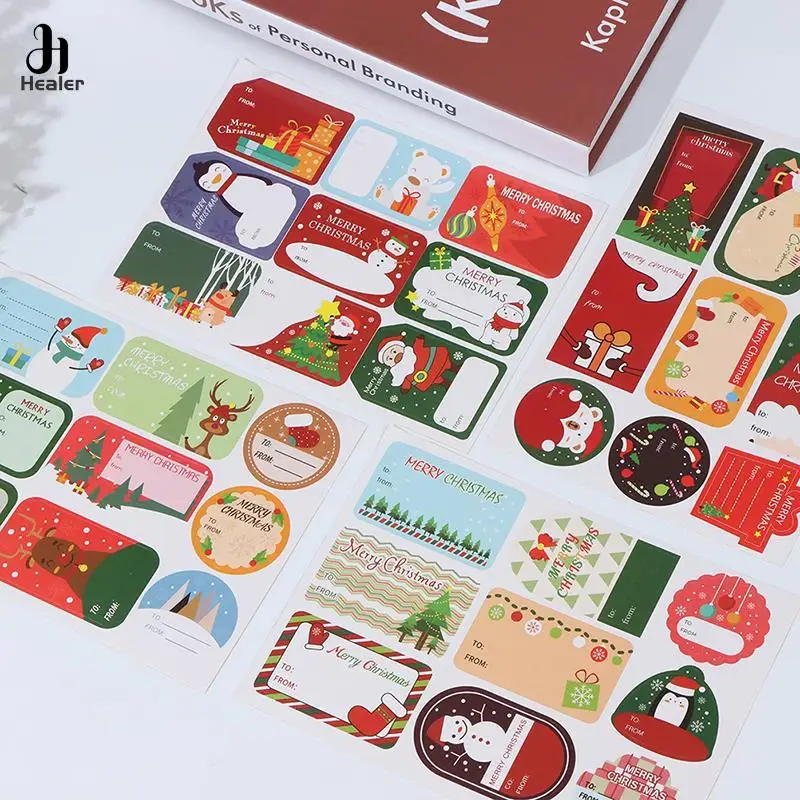 108Pcs/12Sheets Christmas Stickers Packaging Sealing Labels Baking Gift Decor