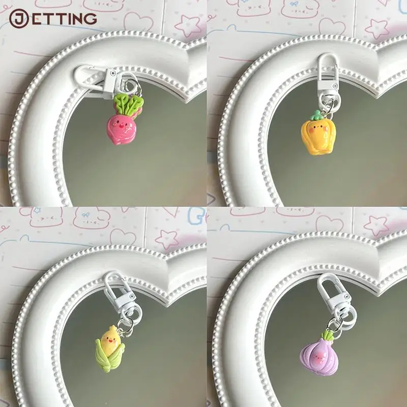 Cartoon Vegetable Key Chain Radish Chili Onion Doll Pendant Corn Pumpkin Key Ring Backpack Car Charms Decoration Bag Accessories