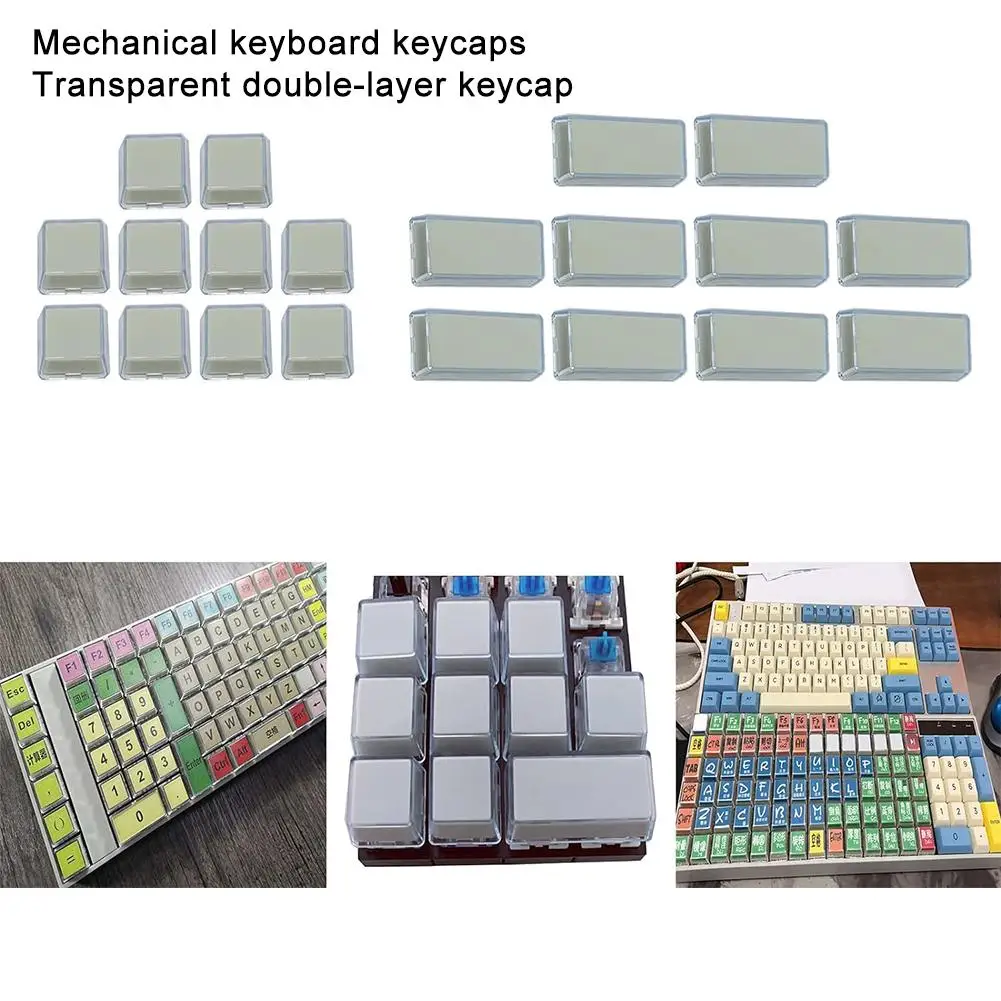 Keycap Teclado Mecânico, Pequena Camada ABS Duplo DIY Ensacado, Corpo do eixo em forma, Keycap Transparente, S2E7