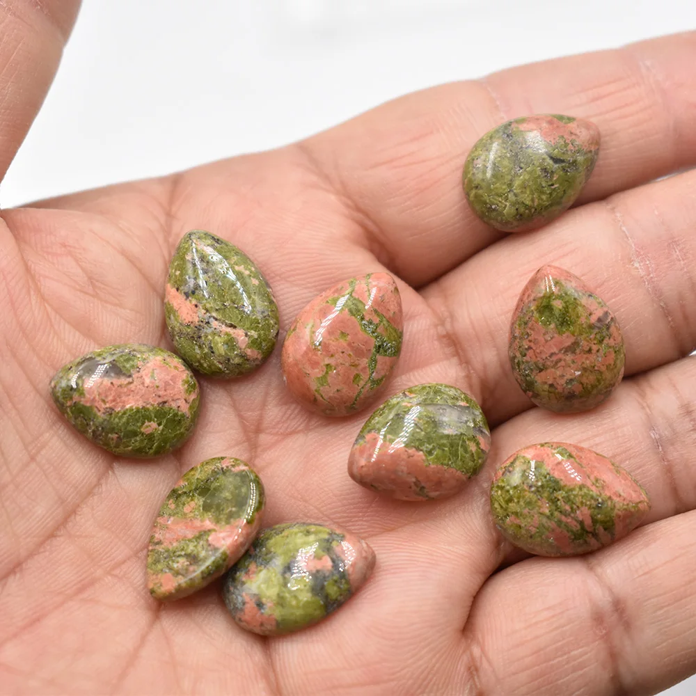 Großhandel 50 Stück/Lot verschiedene Naturstein-Cabochon-Perlen in Tropfenform 13x18mm für DIY-Schmuckzubehör Kostenloser Versand – Detail 23