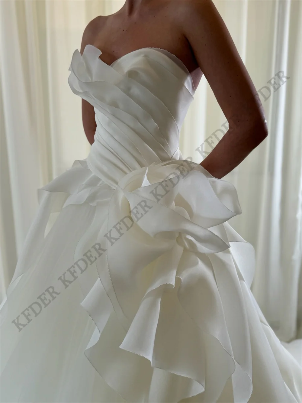 Generous A Line Customized Wedding Dress Organza Tiered vestidos de novia Floor-Length Ruched Bride Dress vestido de novia boda