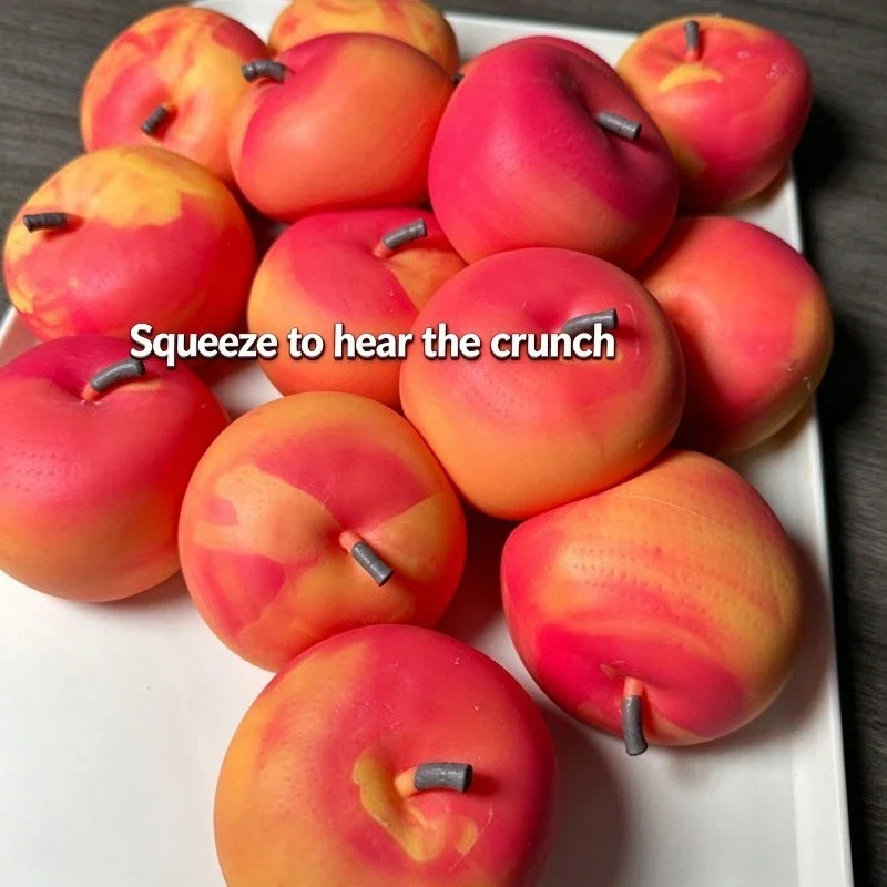 Crunchy Squishy Stress Simulate Apple Fidget Toy Crunchy Squeeze Ball Round Blocks Filled ASMR Anti Stress Toys Christmas Gift - view 5