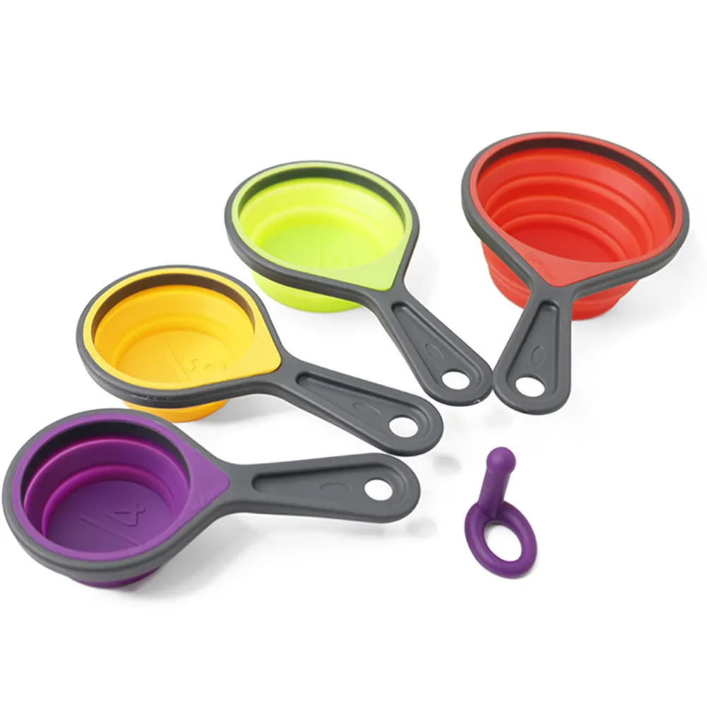 8-Piece Silicone Measuring Spoons Set Premium PP Telescopic Kitchen Baking Scale Tool for Liquid Powder Spice Ingredient