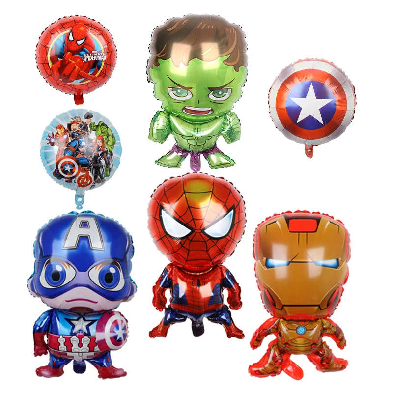 1set 3D Standing Superhero Foil Balloon Set with Hulk Spiderman Iron Man Batman Boy Birthday Party Favors Children Toys Gifts