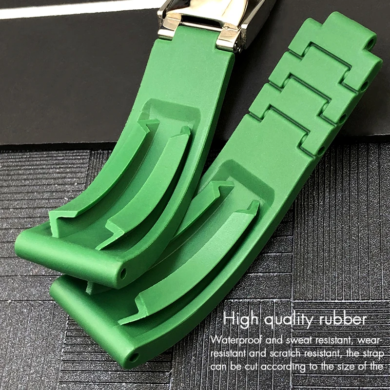 20mm 21mm 19mm 18mm Rubber Watchband for Rolex Daytona Submariner Oysterflex Silicone Watch Strap Glide Lock Deployment Buckle