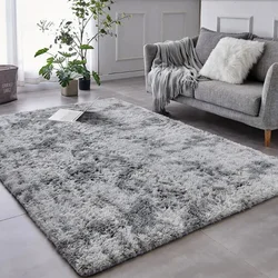 Alfombra peluda antideslizante para sala de estar, tapete grande de terciopelo suave lavable, cubierta de suelo para dormitorio