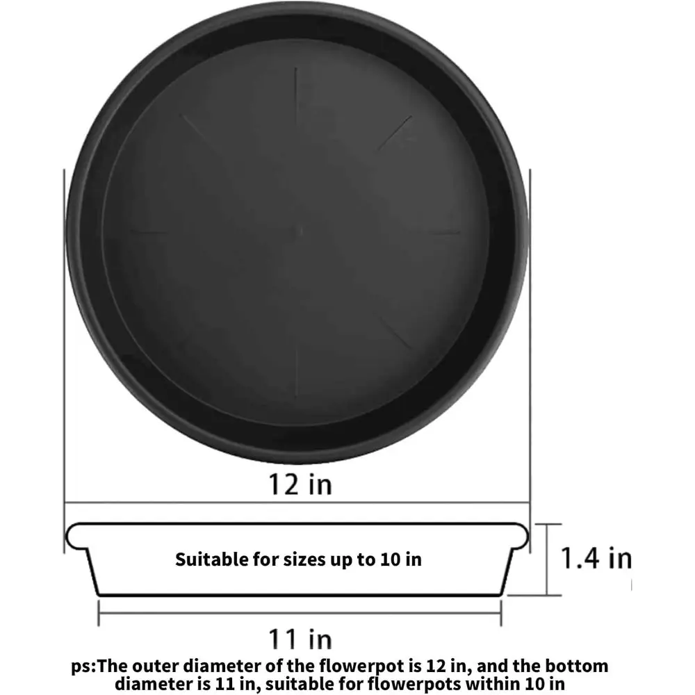 12-inch Plastic Plant Pot Saucers, 3-Pack, Suitable for Indoor and Outdoor Plants