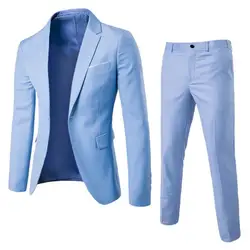 Blazer Pants Men Suit Korean Style Slim Fit Buttons Formal Suit Temperament Single-breasted Spring Business Suit Blazer + Pants