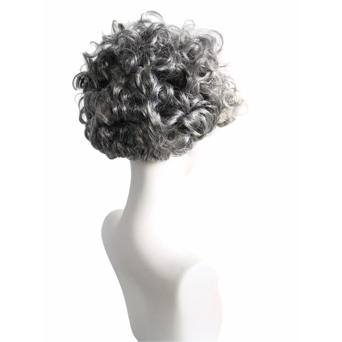 Anxin Brand Synthetic Fiber Wig: Gray Wool Curl Style, with Dynamic and Flexible Curls, Made from High-Quality Synthetic Fiber Materials, Comfortable to Wear and Easy to Manage, Suitable for Various Daily Activities/Cosplay