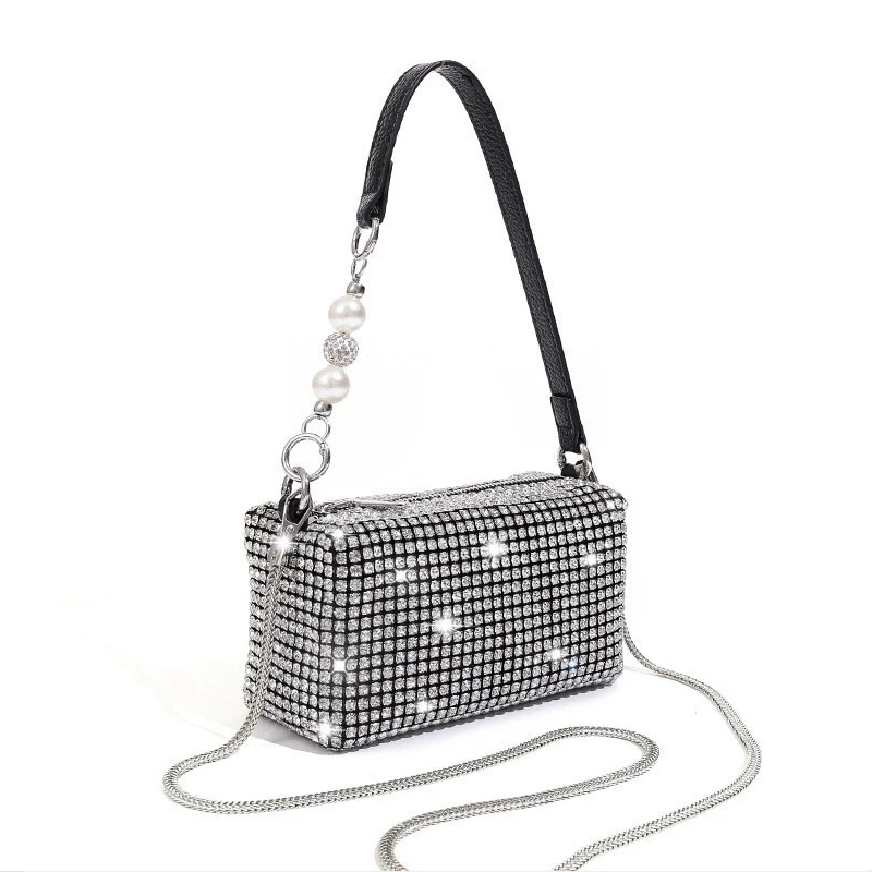 Bolso de noche con diamantes brillantes para mujer, fiesta de graduación de hombro para bandolera, de diseñador de lujo, tendencia de moda, 2024