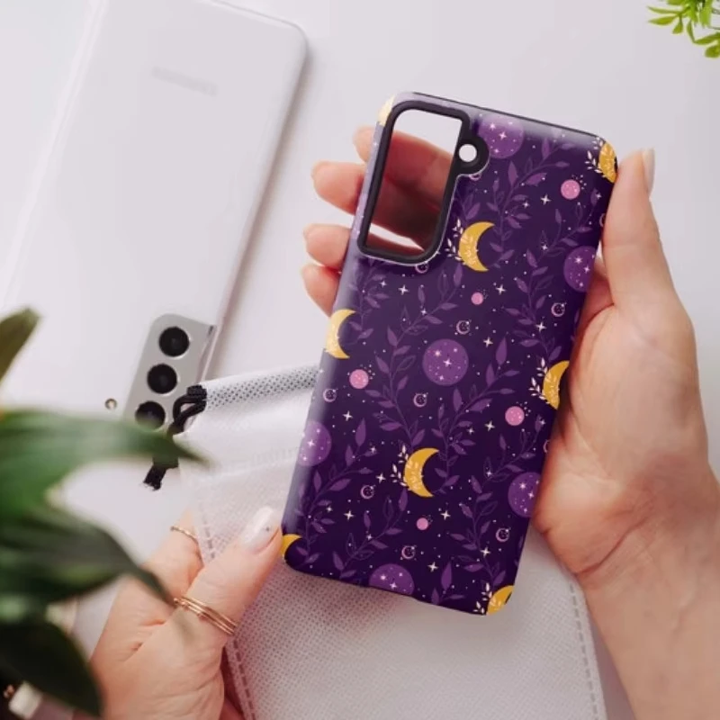 MOON Floral Phone Case For IPHONE 16 15PRO MAX 14 13 12 11 Acrylic TPU Two in one magnetic Phone Cases