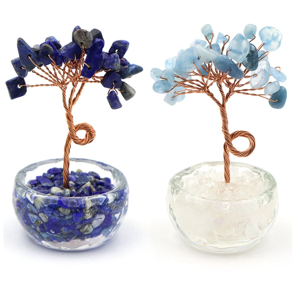 Árvore de dinheiro da sorte, cristais naturais, aquamarine, fortuna, feng shui, reiki, cura, lápis-lazúli, árvore da vida, decoração de casa, presentes de aniversário