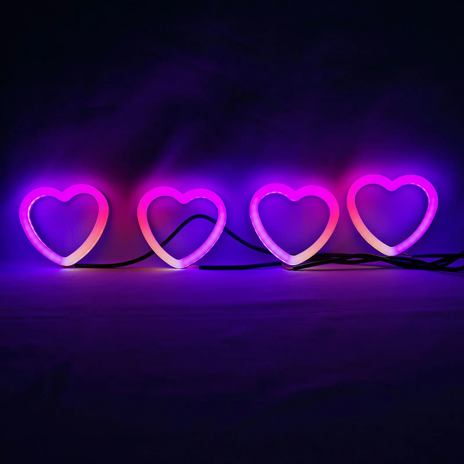 Heart-Shaped SRGB Color-Chasing Dynamic Angel Eyes Turn Signals Light Bluetooth Wireless Control LED Sequential Flowing Halo