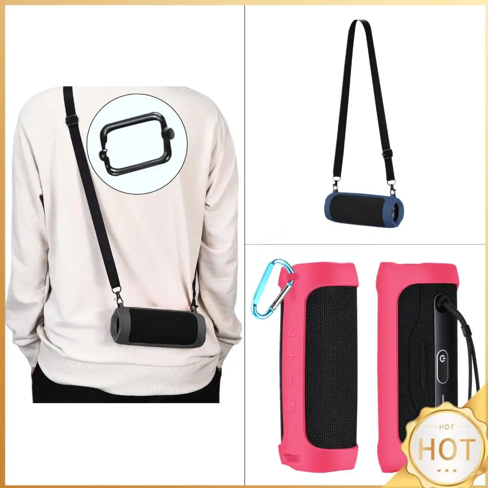سيليكون السفر حمل الحقيبة حزام قابل للتعديل مقاوم للماء بلوتوث متوافق مع مكبر الصوت المحمولة ل JBL Flip 6/Flip 5