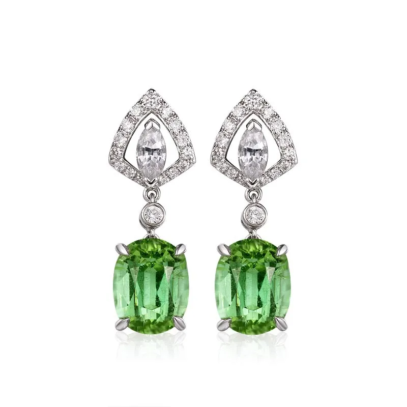 New Elegant Exquisite Green Simulation Tourmaline Earrings Stylish Apple Green Zircon Color Treasure Jewelry Earring