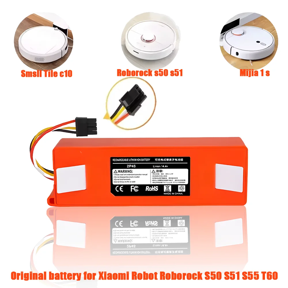 

100% Original BRR-2P4S-5200S Robotic Vacuum Cleaner Replacement Battery For Xiaomi Roborock S55 S60 S65 S50 S51 S5 MAX S6 Parts