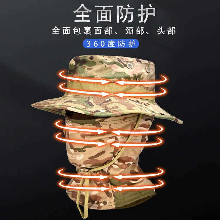 Summer Cycling Sun Hat for Men, Outdoor Hiking Camo Fisherman Cap, Sun Protection Breathable Hat