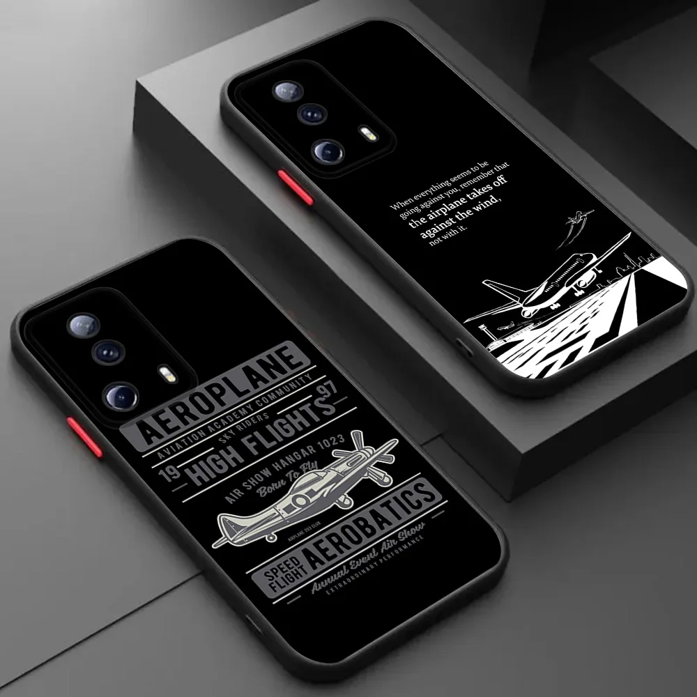 Skin Feel Translucent Phone Case For Redmi 9A Note 10 9 8 7 10a A1 A2 9s Xiaomi 9T 10T Airplane Aircraft Take Off Frosted Cover