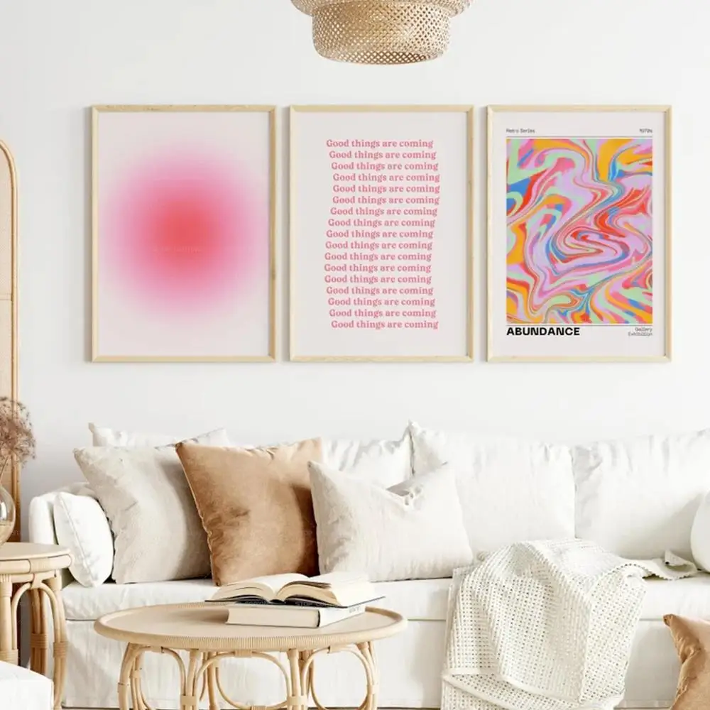 Aura Psychedelic Retro Gradient 70s Nostalgia Positive Affirmation Wall Art Canvas Painting Posters For Living Room Home Decor