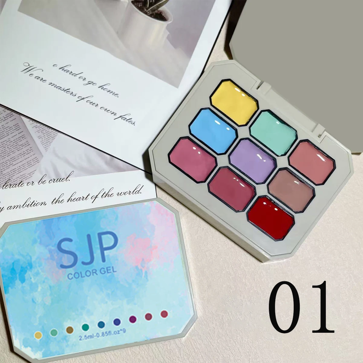 1 Stück Einfarbiges Nagellack-Gel 9-Farben-Set Hochpigmentiertes Dickflüssiges Gradient-Patting-Gel für Nagelkunst – Detail 2